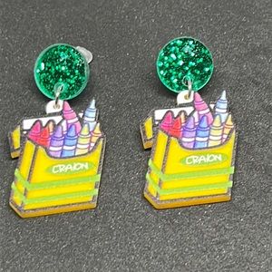 Earrings crayons teacher‎ mom art